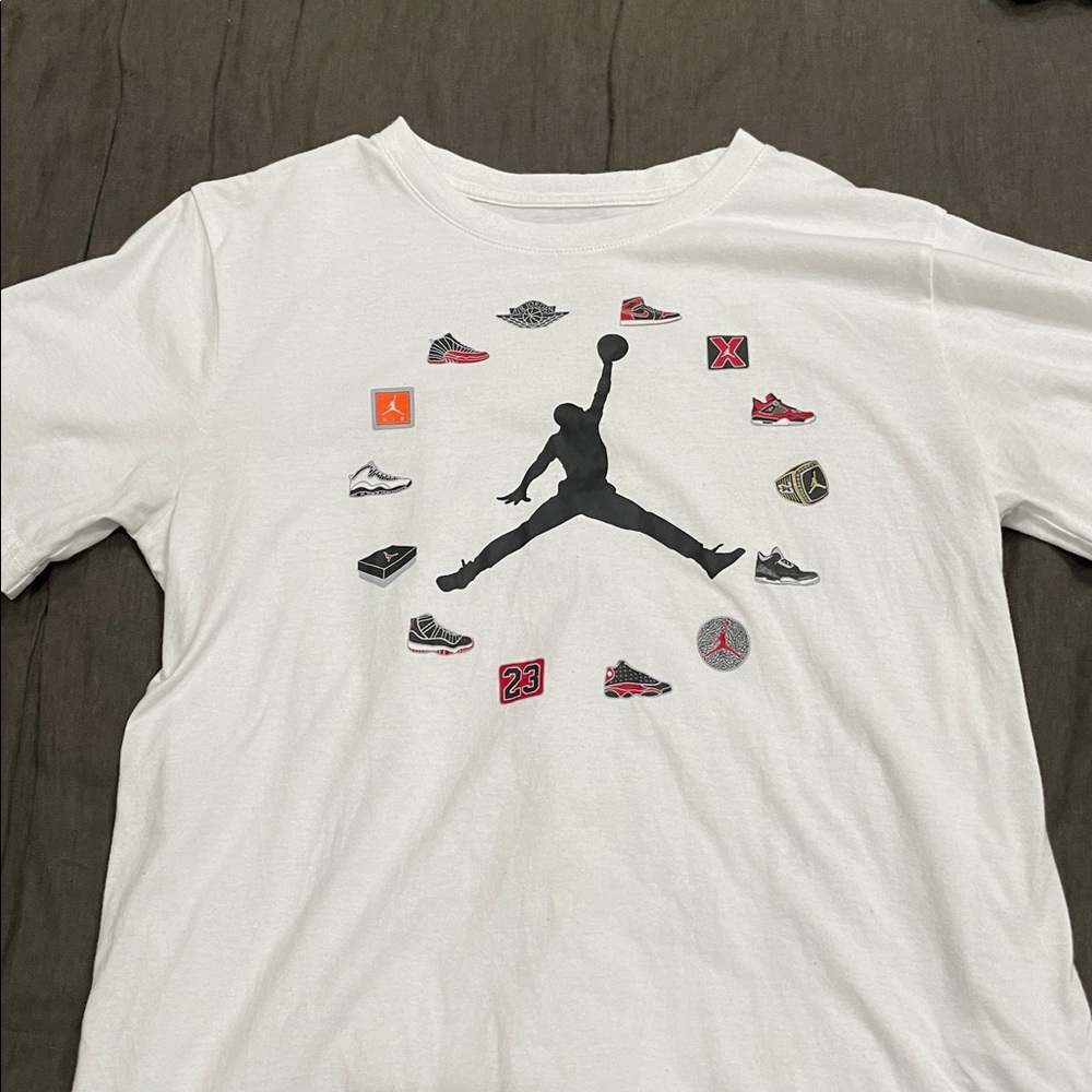 Jordan White Tee with Red Jumpman Logo